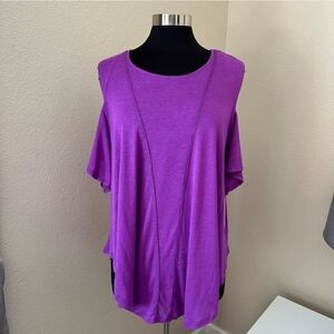 Free People♥We the Free cold shoulder purple paradise Boho Linen Blend T-shirt